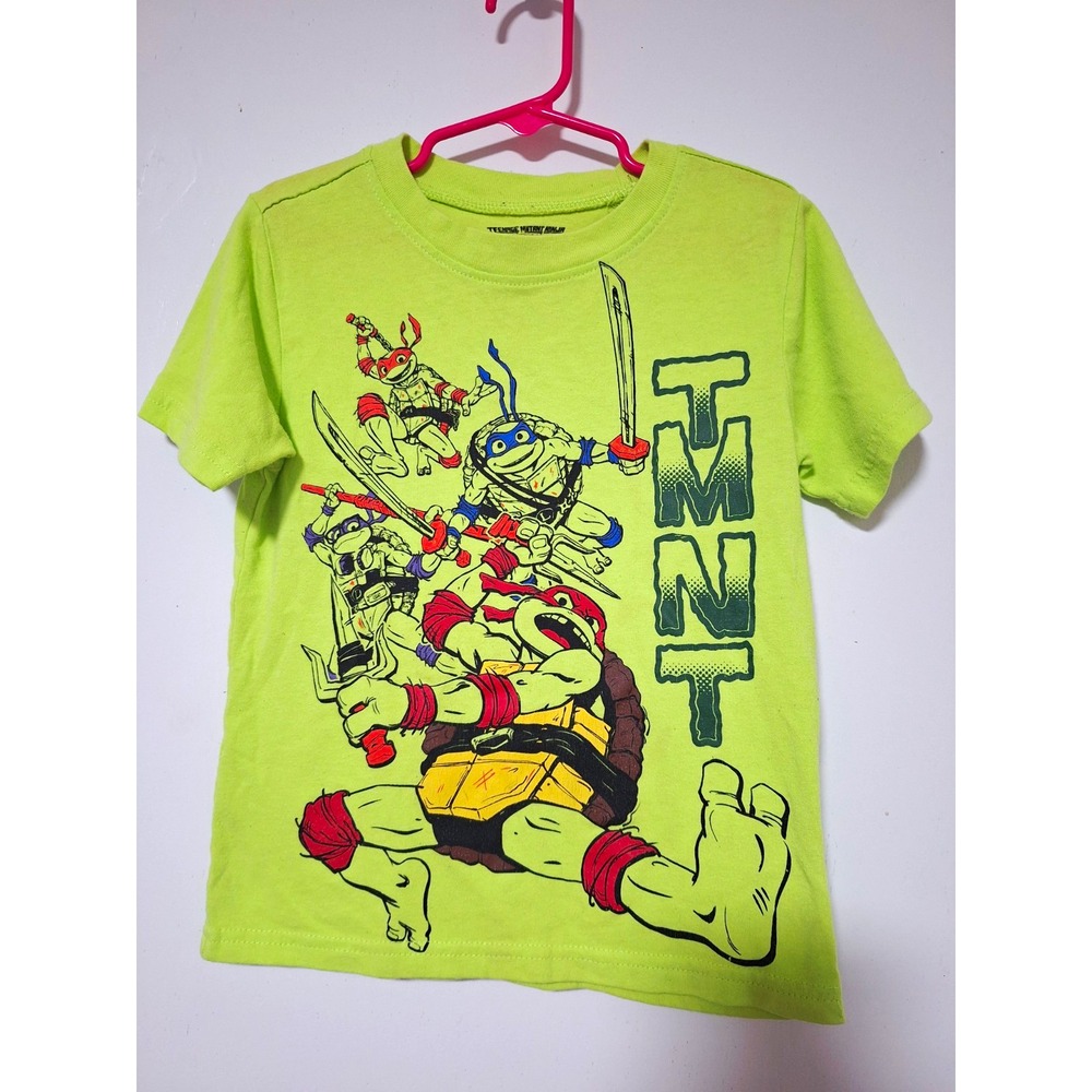 TMNT Mutant Mayhem Boys Size 5 Short Sleeve T-Shirt Lime Green Graphic Tee
